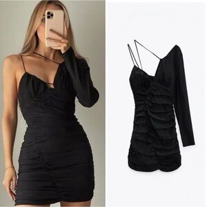 Zara Black One-Shoulder Dress